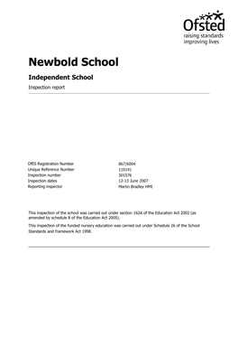 Newbold School Independent School Inspection Report