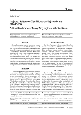 Krajobraz Kulturowy Ziemi Nowotarskiej – Wybrane Zagadnienia Cultural Landscape of Nowy Targ Region – Selected Issues