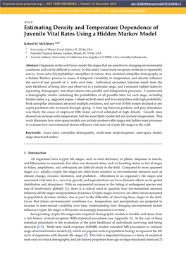 Estimating Density and Temperature Dependence of Juvenile Vital Rates Using a Hidden Markov Model