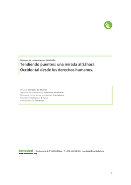 Tendiendo Puentes: Una Mirada Al Sáhara Occidental Desde Los Derechos Humanos