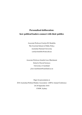 Personalised Deliberation: How Political Leaders Connect with Their Publics