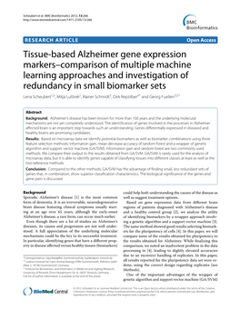 Tissue-Based Alzheimer Gene Expression Markers–Comparison Of