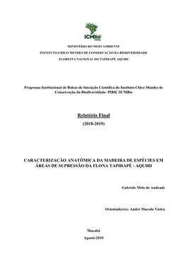 Caracterização Anatômica Da Madeira De Espécies Em Áreas De Supressão Da Flona Tapirapé - Aquiri