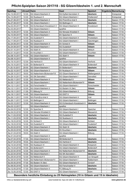 Pflicht-Spielplan Saison 2017/18 - SG Gilzem/Idesheim 1