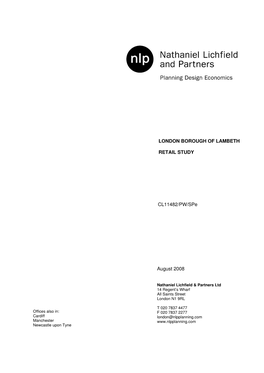 August 2008 LONDON BOROUGH of LAMBETH RETAIL STUDY CL11482/PW/Spe