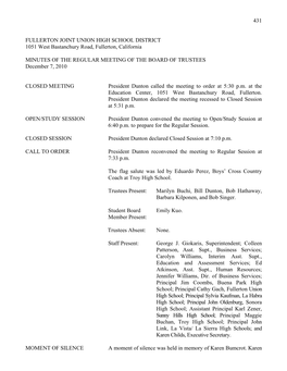 431 FULLERTON JOINT UNION HIGH SCHOOL DISTRICT 1051 West