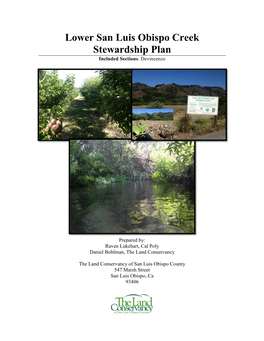 Lower San Luis Obispo Creek Stewardship Plan Included Sections: Devincenzo