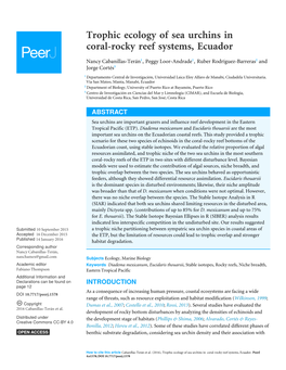 Trophic Ecology of Sea Urchins in Coral-Rocky Reef Systems, Ecuador