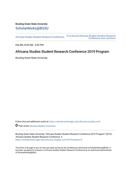 Africana Studies Student Research Conference 2019 Program