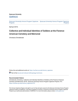 Collective and Individual Identities of Soldiers at the Florence American Cemetery and Memorial