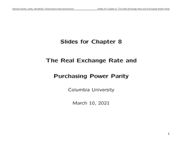 Slides for Chapter 8 the Real Exchange Rate and Purchasing