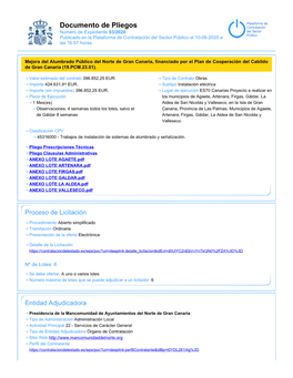 Documento De Pliegos Número De Expediente 93/2020 Publicado En La Plataforma De Contratación Del Sector Público El 10-06-2020 a Las 16:57 Horas