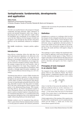 Iontophoresis: Fundamentals, Developments and Application