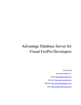 Advantage Database Server for Visual Foxpro Developers