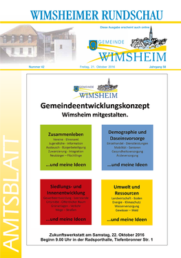 2 Nummer 42 Mitteilungsblatt Wimsheim Freitag, 21