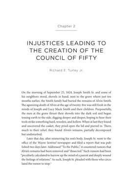 Injustices Leading to the Creation of the Council of Fifty