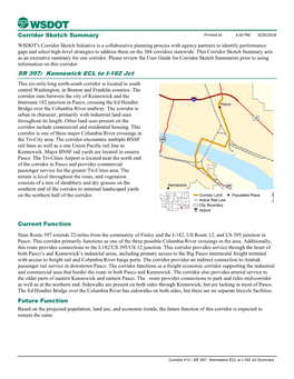 SR 397: Kennewick ECL to I-182 Jct Corridor Sketch Summary