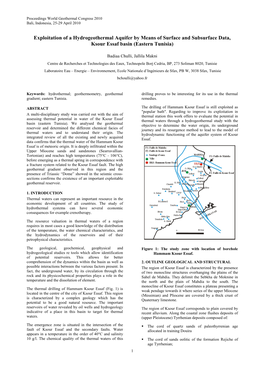 Case of Basin Ksour Essaf (Eastern Tunisia)