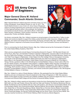 Major General Diana M. Holland Commander, South Atlantic Division