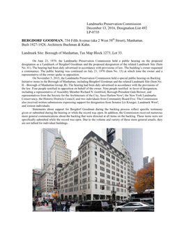 Landmarks Preservation Commission December 13, 2016, Designation List 492 LP-0735