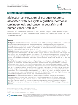 Molecular Conservation of Estrogen-Response Associated with Cell Cycle Regulation, Hormonal Carcinogenesis and Cancer in Zebrafi