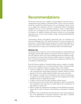 Recommendations the Last Few Years Have Seen a Number of Natural Disasters That Have Been Ac- Companied by Major Damage to Industrial Facilities