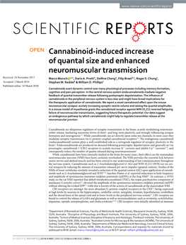 Cannabinoid-Induced Increase of Quantal Size and Enhanced Neuromuscular Transmission Received: 24 November 2017 Marco Morsch 1,2, Dario A