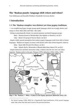 The *Baakaa Puzzle: Language Shift Where and When? Tom Güldemann and Benedikt Winkhart (Humboldt University Berlin)