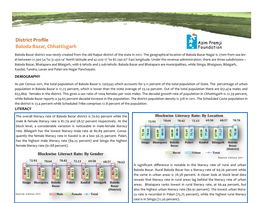 District Profile Baloda Bazar, Chhattisgarh