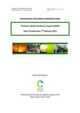 (PMR) Thailand's Market Readiness Proposal (MRP) Date of Submission