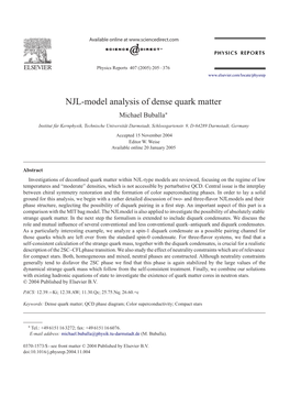 NJL-Model Analysis of Dense Quark Matter Michael Buballa∗