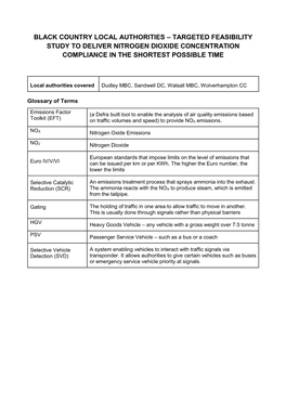 Black Country Local Authorities – Targeted Feasibility Study to Deliver Nitrogen Dioxide Concentration Compliance in the Shortest Possible Time