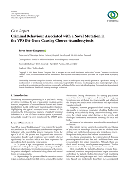 Criminal Behaviour Associated with a Novel Mutation in the VPS13A-Gene Causing Chorea-Acanthocytosis