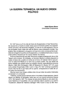 La Guerra Tepaneca: Un Nuevo Orden Pol~Tico