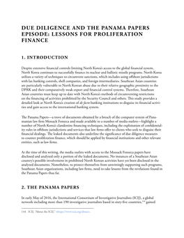 Due Diligence and the Panama Papers Episode: Lessons for Proliferation Finance