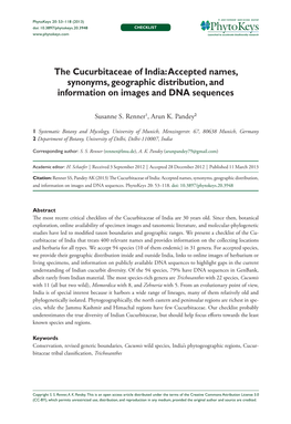 The Cucurbitaceae of India 53 Doi: 10.3897/Phytokeys.20.3948 Checklist Launched to Accelerate Biodiversity Research