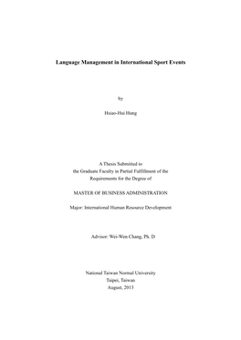 Language Management in International Sport Events