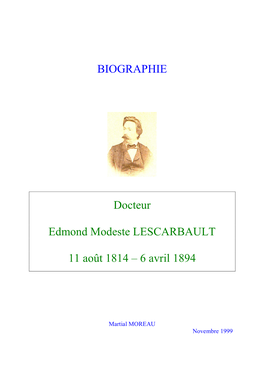 Docteur Edmond Modeste LESCARBAULT 11 Août 1814