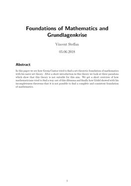 Foundations of Mathematics and Grundlagenkrise