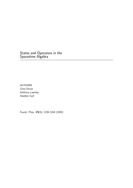 States and Operators in the Spacetime Algebra