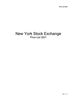 New York Stock Exchange Price List 2021