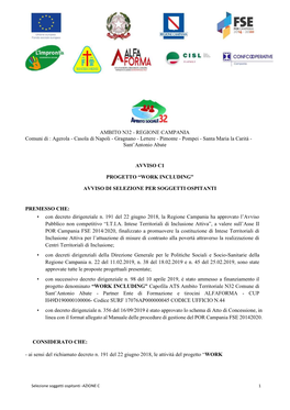 AMBITO N32 - REGIONE CAMPANIA Comuni Di : Agerola - Casola Di Napoli - Gragnano - Lettere - Pimonte - Pompei - Santa Maria La Carità - Sant’Antonio Abate