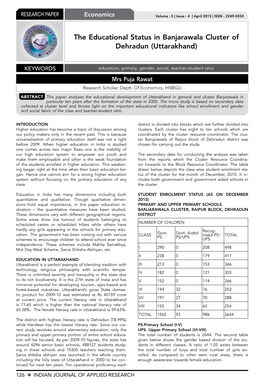 The Educational Status in Banjarawala Cluster of Dehradun (Uttarakhand)