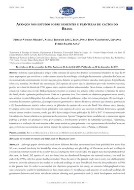 Avanços Nos Estudos Sobre Sementes E Plântulas De Cactos Do Brasil