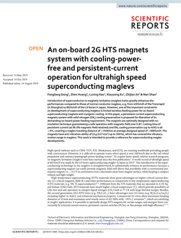 An On-Board 2G HTS Magnets System with Cooling-Power