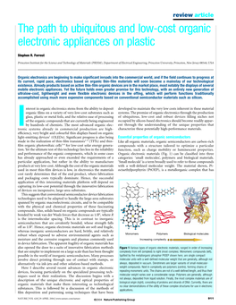 The Path to Ubiquitous and Low-Cost Organic Electronic Appliances on Plastic
