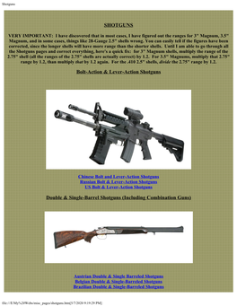 SHOTGUNS Bolt-Action & Lever-Action Shotguns Double