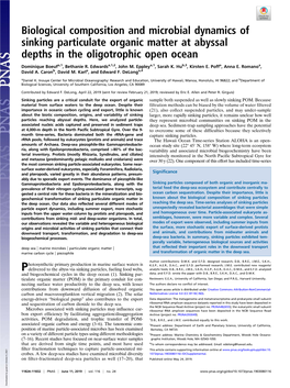 Biological Composition and Microbial Dynamics of Sinking Particulate Organic Matter at Abyssal Depths in the Oligotrophic Open Ocean