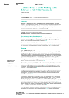 A Clinical Review of Orbital Anatomy and Its Relevance to Retrobulbar Anaesthesia