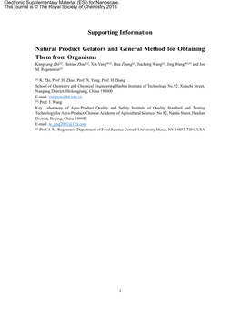 Supporting Information Natural Product Gelators and General